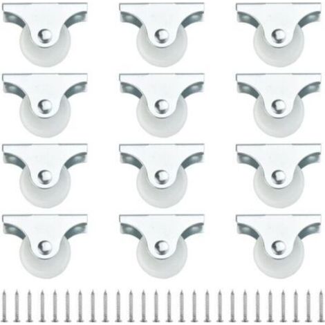 12 roulettes mini pour meuble (Ø 25 mm) – pivotantes et fixes en plastique/métal avec vis de fixation – idéales pour chariots, armoires, meubles et rangements (1/4)