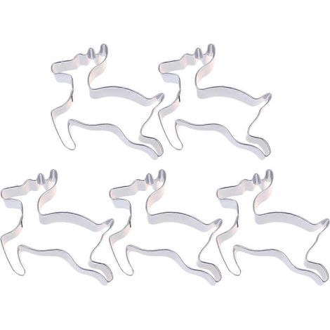 Lot de 5 emporte-pièces en acier inoxydable pour biscuits et pâtisserie, moule en forme d'élan, accessoire pour la création de gâteaux et de fondant.-882.5cm (1/2)