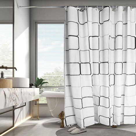 Rideau De Douche, Rideau Douche 200x200 Anti Moisissure PEVA Imperméable Lavable, avec 12 Anneaux et 2 Crochets Transparente, pour Baignoire Salle de Bain (1/5)