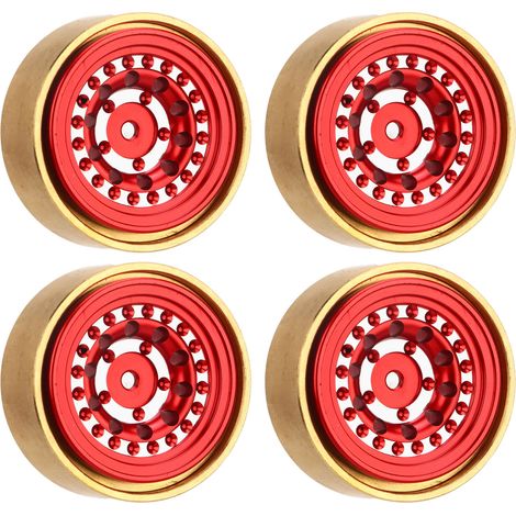 Satz mit 4 professionellen Beadlock-Gewichtsblöcken aus Aluminiumlegierung und Messing für Watchman FMS FCX24 1/18 und 1/24 RC-Räder (rot). (1/5)