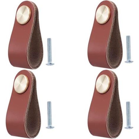 Juego de 4 tiradores de cuero para muebles, pomos para puertas de armarios, tiradores de cuero para cajones, tiradores de estilo vintage para armarios, cómodas, cocina y baño.
