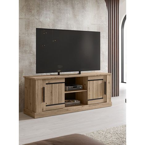 Meuble TV style campagne 145 cm chêne copper Curby (1/5)