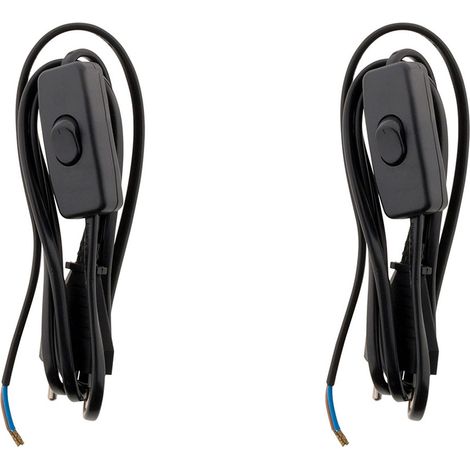 Lot de 2 cordons + interrupteur luminaire 1,5m - noir - Zenitech (1/5)