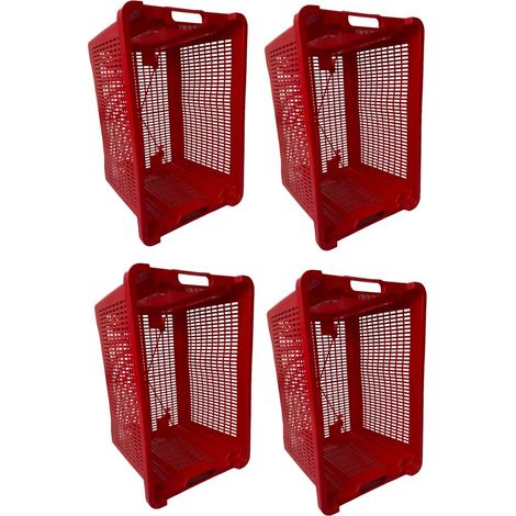 Cassa Cassetta agricola ortofrutta Salvaspazio 52x29x42H cm ROSSA FONDO FORATO 4 PEZZI (1/4)