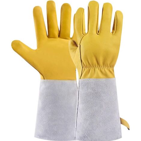 Gants de soudeur protecteurs extra-épais — Résistants à l'abrasion, isolants thermiques et résistants aux hautes températures — Gants de sécurité pour soudeur (Jaune) (1/5)
