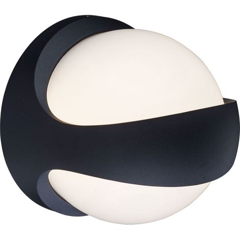 UP DOWN applique da esterno applique LED ball UP e DOWN luci esterne antracite, sfera bianca, 1x LED 12 watt 520 lumen bianco caldo, HxLxA 20x20x18 cm