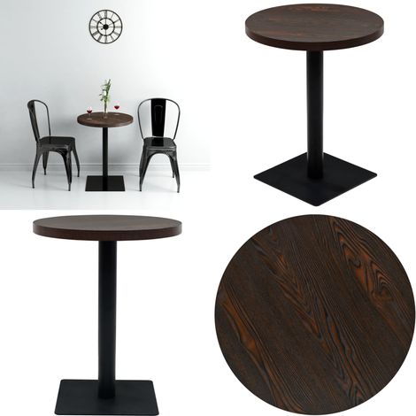 Bistrotisch MDF und Stahl Rund 60×75 cm Dunkle Esche - Esstisch - Bistrotisch - Runder Tisch - Holztisch - Tisch Für Café - Home & Living (1/5)