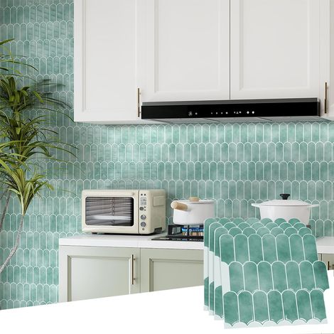 Lot de 5 Carreaux muraux 3D autocollants, carrelage adhesif mural, credence adhesive pour cuisine, salle de bain, chambre à coucher, décoration murale (1/5)