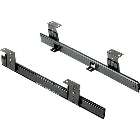 Coulisses porte-clavier à billes en acier zingué noir – Réglage en hauteur 6 positions – Charge jusqu'à 20 kg – Montage sous bureau (1/5)