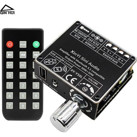 Carte d'amplification numérique Bluetooth 2.0, kit d'enceintes stéréo double canal 12 V à monter soi-même, avec télécommande, 2 x 50 W (1/4)