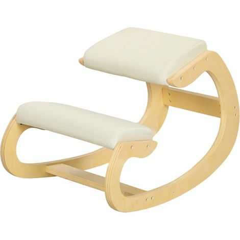 Chaise de bureau ergonomique à bascule - Améliore la posture et le confort - Design moderne couleur crème - Idéal pour télétravail et bureau à domicile - Réglable et adaptée aux longues sessions (1/5)