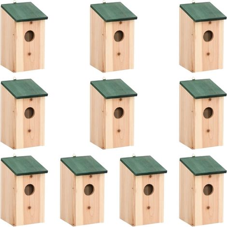 FIMEI Nichoirs 10 pcs Bois de sapin massif 12x12x22 cm (1/5)
