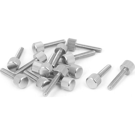 Vis moletées à tête plate en acier inoxydable M4 x 20 mm pour boîtier d'ordinateur PC (lot de 15)