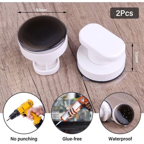 Maniglie lunghe per porte senza foratura, maniglie per porte in vetro, maniglie spesse per porte in vetro per bagni con potenti ventose (1/4)