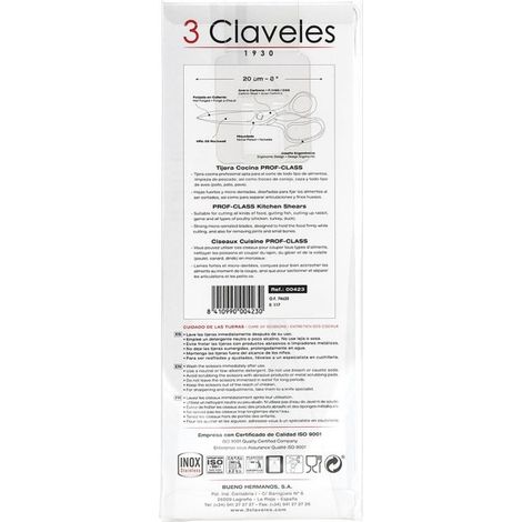 Tijeras de cocina clásica profesional de acero inoxidable, 20 cm (1/4)
