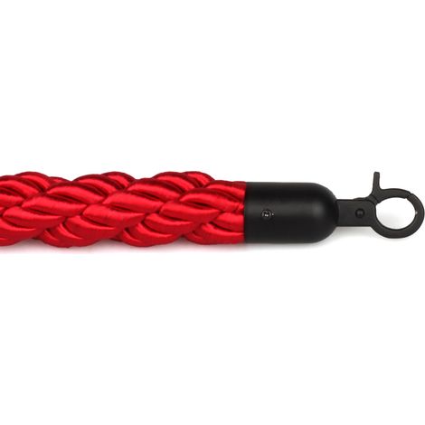 Cordon de séparation pour potelet de tapis rouge - Rouge torsadé - Fermeture noire