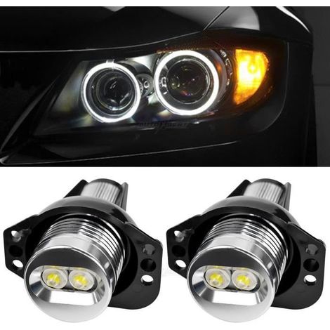 2PCS Pour BMW Série 3 E90 E91 2005-2008 12W LED Blanc Remplacement ampoules yeux d'ange halo anneau