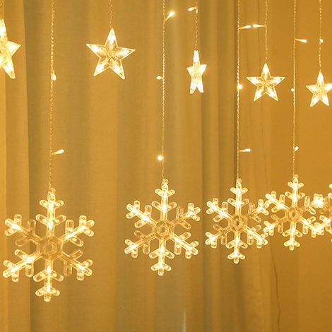 138 LEDs, 8 Modi, Schneesterne, Lichterkette für Hochzeiten, Geburtstage, Partys, Fenster, Vorhang, warmweiß (EU-Norm) (1/5)