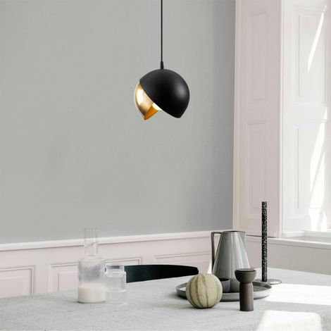 Suspension moderne noire & doré, 2 demi-sphères SILE (1/5)