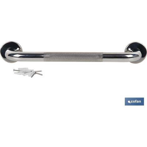 Barra de apoyo antideslizante recta para baño 30xØ6x2,5cm fabricada en acero Inoxidable color cromo (1/4)
