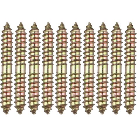10 boulons de fixation pour meuble Cheville - M8 x 60 MM à tête double extrémité - Bois à bois