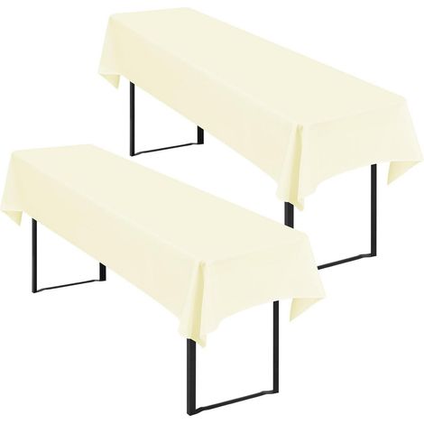 Lot de 2 nappes de table de bière Beige 250x100cm, facile d'entretien & lavable