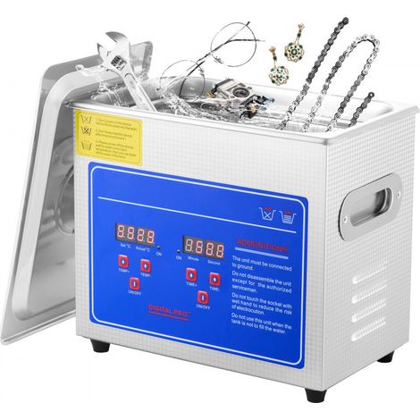 SIHAO 3L Nettoyage à ultrasons en acier inoxydable Machine de nettoyage à ultrasons Timer de chauffage numérique Nettoyage de bijoux (1/5)