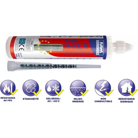 Résine Scellement Hybride R-ker-ii Fixation Haute Performance Sur Matériaux Pleins Et Creux - Rawlplug