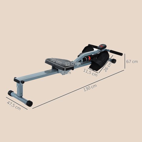 Rudergerät für Zuhause, Hydraulisches Fitness-Rudergerät mit LCD-Display, 12 Widerstandsstufen, Rudermaschine belastbar bis 100kg Fitnessgerät Trainingsgerät für das Ganzkörpertraining (1/5)
