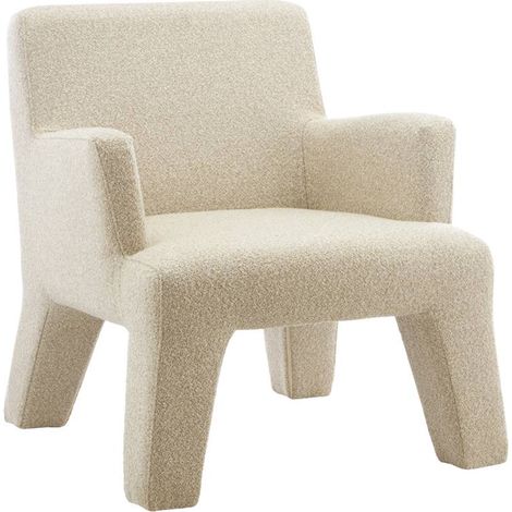 Fauteuil en tissu bouclette écru Kara