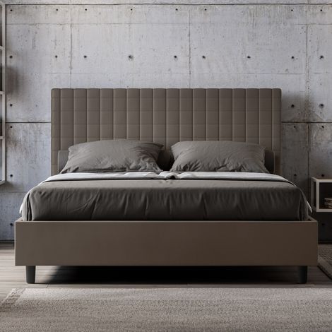 Letto matrimoniale senza rete imbottito 160x190 similpelle cappuccino Sunny (1/4)