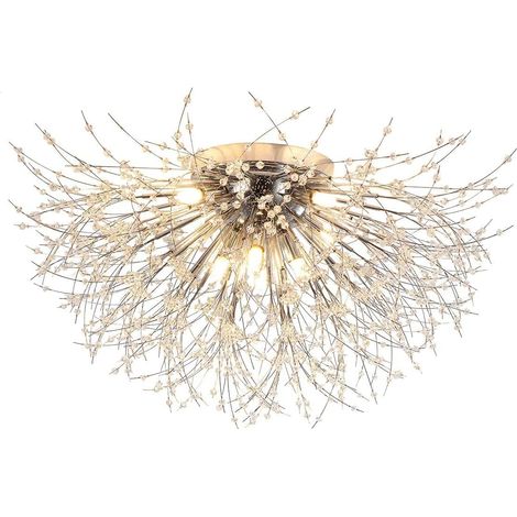 Modern Firework Chandeliers,8 G9 Lights Dandelion Ceiling Lamp Semi Flush Mount Crystal Fixtures Ceiling Lighting LED Pendant Light Fixtures for Living Room Dining Room Bedroom Without Bulb (1/5)