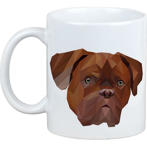 Dogue de Bordeaux, mastino francese - tazza con foto e iscrizione cane geometrico Art-Dog (1/5)