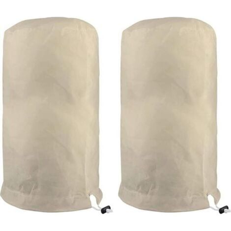 Lot de 2 housses d'hivernage pour plantes, housses d'hivernage pour arbres, housses de protection pour tomates et citronniers, non tissées (80 x 100 cm, beige) (1/3)