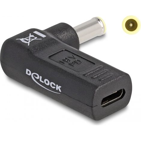 Delock Adaptador para cable de carga de ordenador portÃ¡til USB Type-Câ¢ hembra a Samsung 5,5 x 3,0 mm macho en Ã¡ngulo de 90Â°