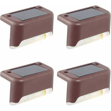 Un paquet de 4 lampes solaires pour terrasse(Lumière blanche froide), lampes de plafond étanches à LED, lampes solaires pour terrasse en extérieur, escaliers, allées de jardin, marches et clôtures-DOU