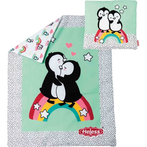 Couette réversible avec Coussin au Design Pingouin à Pois pour poupée (1/4)
