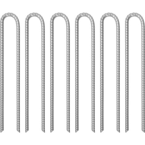 Picchetti per tenda vidaXL, 6 pezzi, a forma di U, 41,5 cm, Ø12 mm, in acciaio (1/5)
