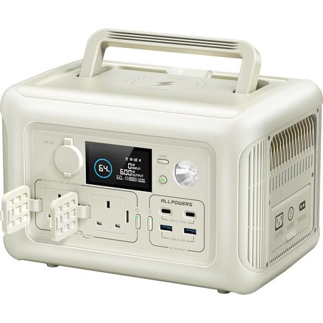 ALLPOWERS R600 600W Portable Power Station, 299Wh LiFeP04 Battery, Solar Generator with 2Pcs 100W Flexible Solar Panel Included for Outdoor Camping Travel Fishing Emergency Power Supply Backup (1/5)