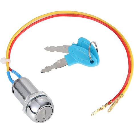 Interruptor de encendido de 2 cables, interruptor de arranque con llave con 2 botones de encendido/apagado para scooter eléctrico, ATV, ciclomotor, kart. (1/5)