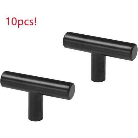 Diday 10pcs Poignée de meuble Barre en T 1260mm en Acier inoxydable Noir pour porte,armoire,bibliothèque,tiroir (1/3)