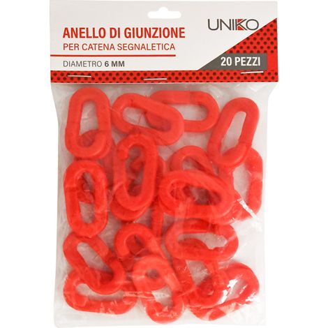 ANELLO DI GIUNZIONE PER CATENA SEGNALETICA IN PLASTICA mm 6 - blister da 20 pezzi - UNIKO