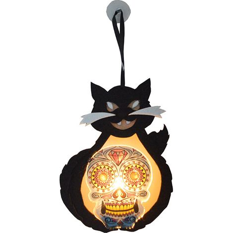 Deux pièces LED Lanterne d'Halloween Halloween Guirlande Lumineuse Chat Crâne Non-tissé Jack-o-lanterne Lanterne-2016cm