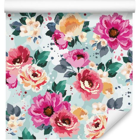 Papier peint fleuri aquarelle pour salon et chambre 50x1000 cm (1/5)