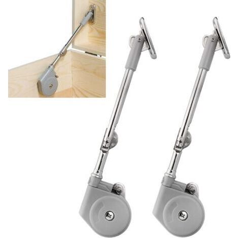 Lot de 2 90 Degrés Amortisseur Support de Couvercle avec Fermeture Douce pour Armoire Portes à Rabat Ouverture Supérieure Vers le Haut Boîte à Jouets Tatamis Charnières Mécanisme (1/5)