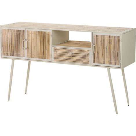 Bambus Metallkonsole Beige Braun 135x41x80 cm (1/5)