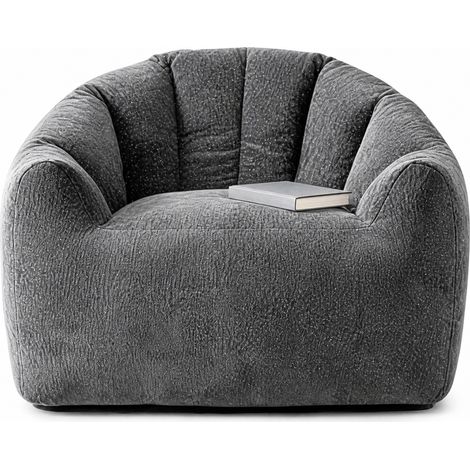 Grauer Bean Bag Sessel aus Flanell, ergonomisch geformt, 99 x 86,3 x 64,7 cm, MODENUIT (1/5)