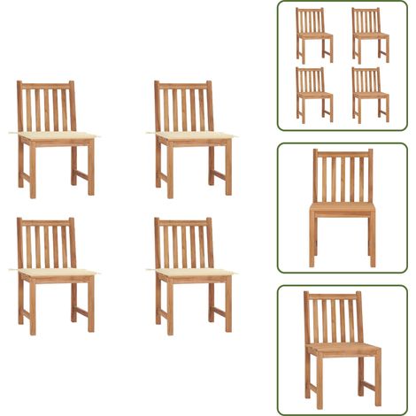 The Living Store Gartenstühle 4 Stk. mit Kissen Massivholz Teak - Gartenmöbel Holz (1/5)
