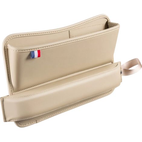 Organisateur de voiture (beige) en cuir PU, rangement pour siège auto, poche de rangement pour fente de siège, décoration intérieure, bouchon de rangement, support de téléphone (1/5)