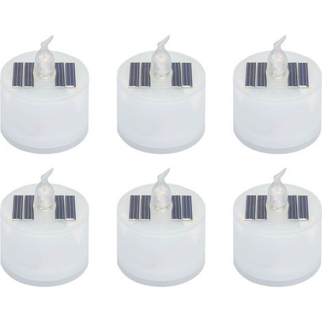 Ortviai 6 Bougies Solaires Extérieures Étanches, Rechargeables avec Capteur de Luminosité pour Jardin, Lanterne et Décoration (1/5)
